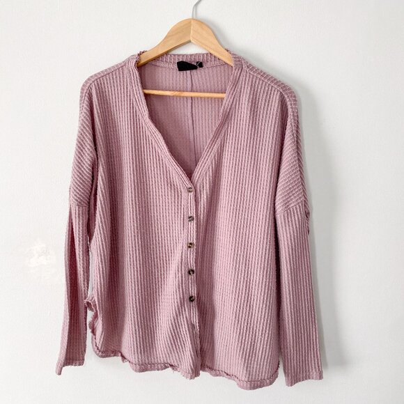 Urban Outfitters Out from Under Jojo Oversized Thermal Top - Mauve - Small - Picture 3 of 5